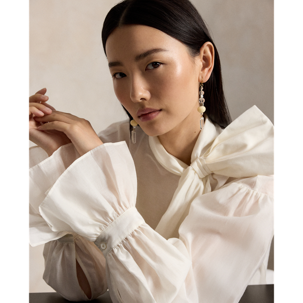 Tie-Bow Organdy Shirt