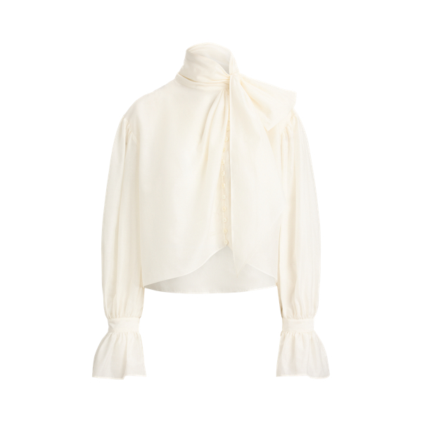 Tie-Bow Organdy Shirt
