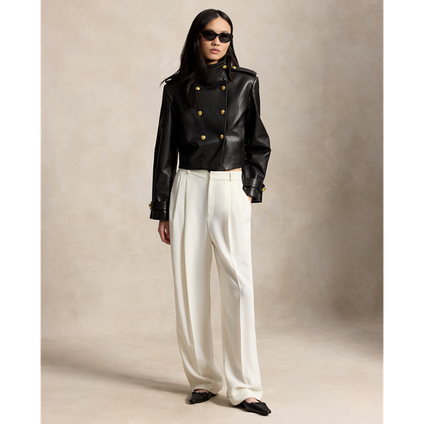 Veste crois&eacute;e courte en cuir