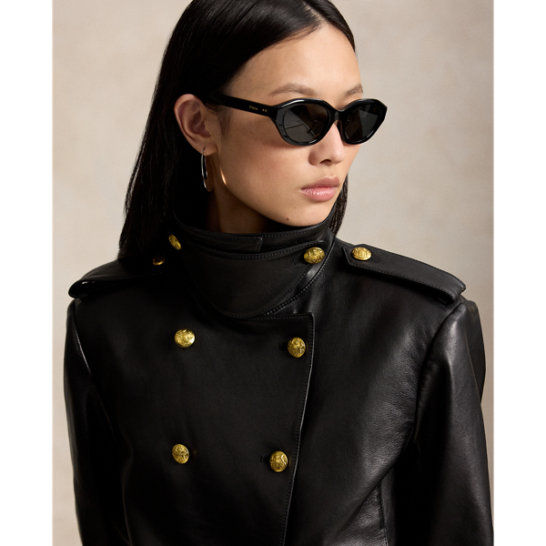 Veste crois&eacute;e courte en cuir