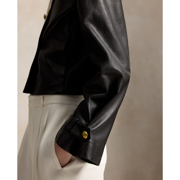 Veste crois&eacute;e courte en cuir