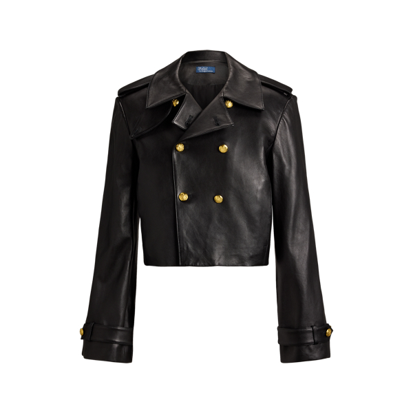Veste crois&eacute;e courte en cuir