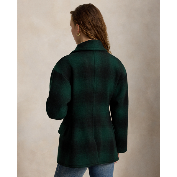 Green Plaid Sculpted Plaid Wool-Blend Peacoat Polo Ralph Lauren 4