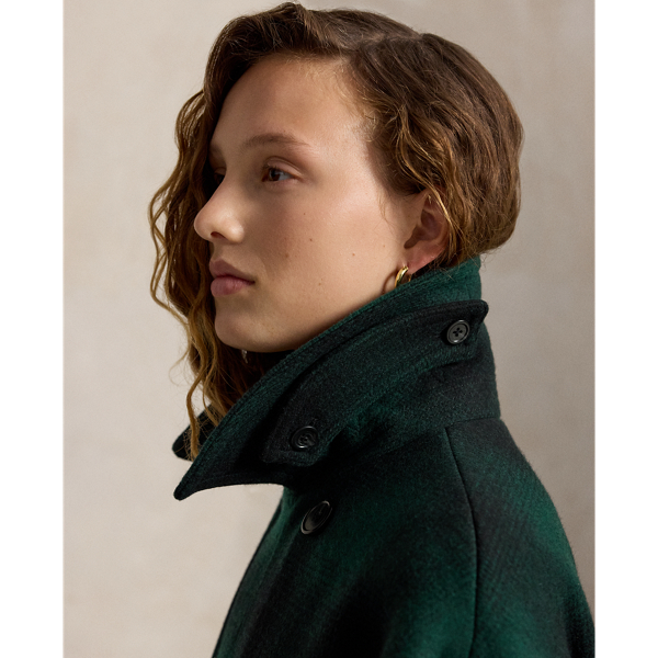 Green Plaid Sculpted Plaid Wool-Blend Peacoat Polo Ralph Lauren 3