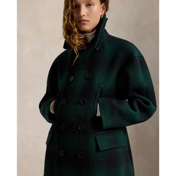Green Plaid Sculpted Plaid Wool-Blend Peacoat Polo Ralph Lauren 4
