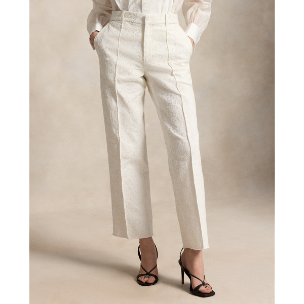 Embroidered Relaxed Straight Trousers