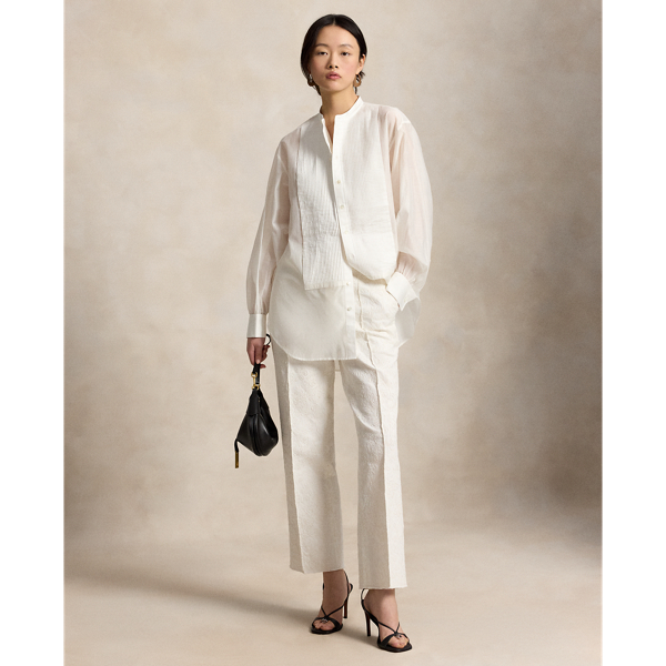 Embroidered Relaxed Straight Trousers