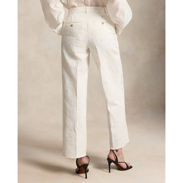 Embroidered Relaxed Straight Trousers