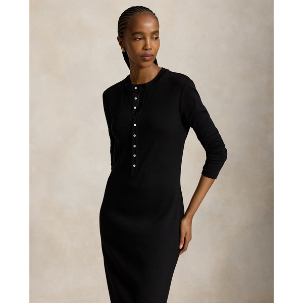 Polo Black Rib-Knit Henley Dress Polo Ralph Lauren 4