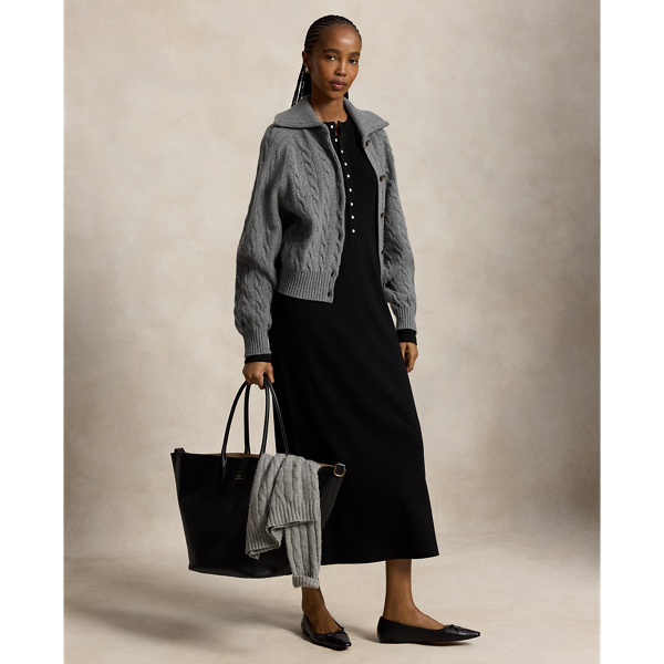 Polo Black Rib-Knit Henley Dress Polo Ralph Lauren 1
