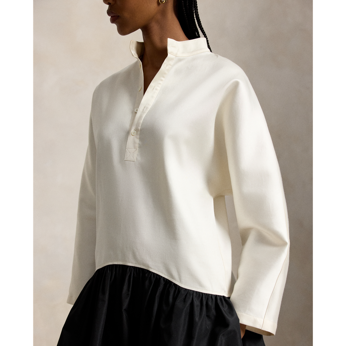 Женское платье Ralph Lauren Cotton-Silk Taffeta, цвет: Состаренный кремовый / Чёрный — фото 3