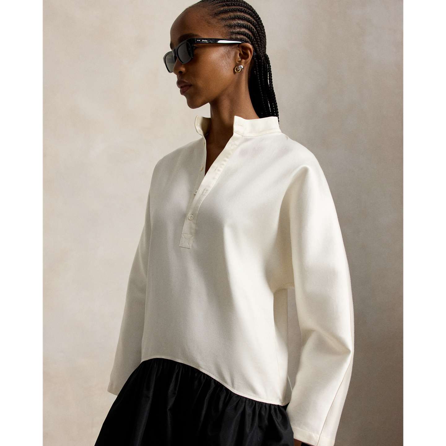 Женское платье Ralph Lauren Cotton-Silk Taffeta, цвет: Состаренный кремовый / Чёрный — фото 4