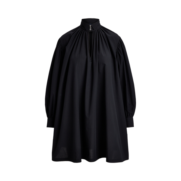 Pleated Tuxedo-Collar Dress