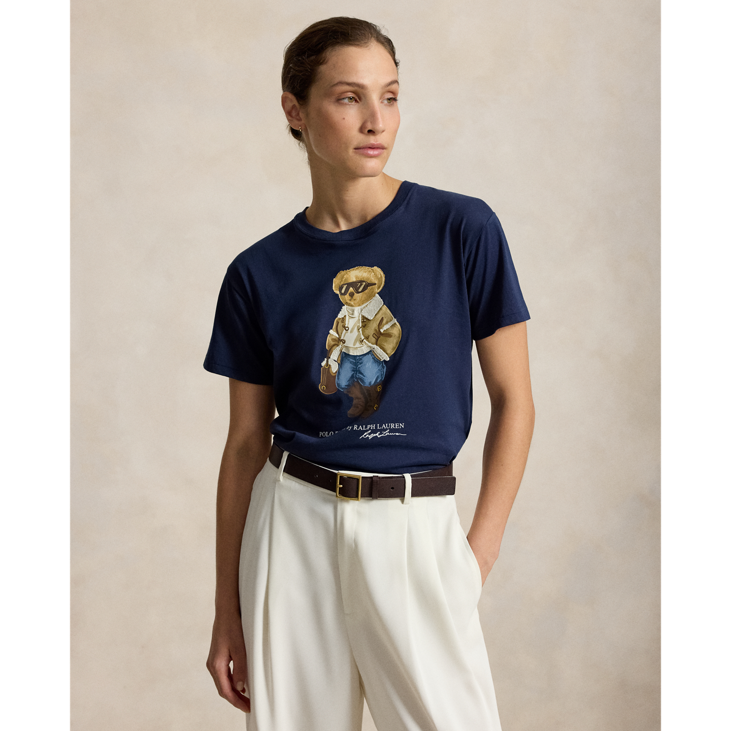 Женская футболка Ralph Lauren Winter Polo Bear Cotton Jersey, цвет: Полуночный океанский — фото 4