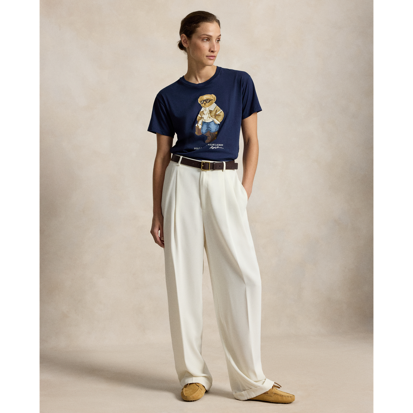 Женская футболка Ralph Lauren Winter Polo Bear Cotton Jersey, цвет: Полуночный океанский — фото 1