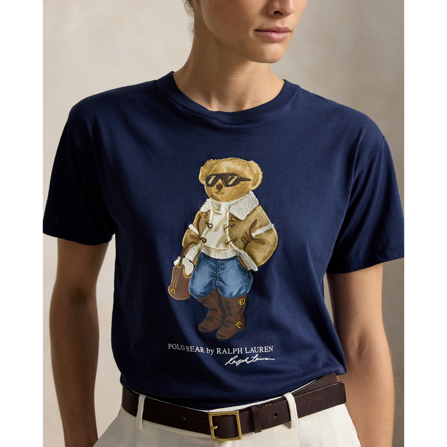 Женская футболка Ralph Lauren Winter Polo Bear Cotton Jersey, цвет: Полуночный океанский — фото 3