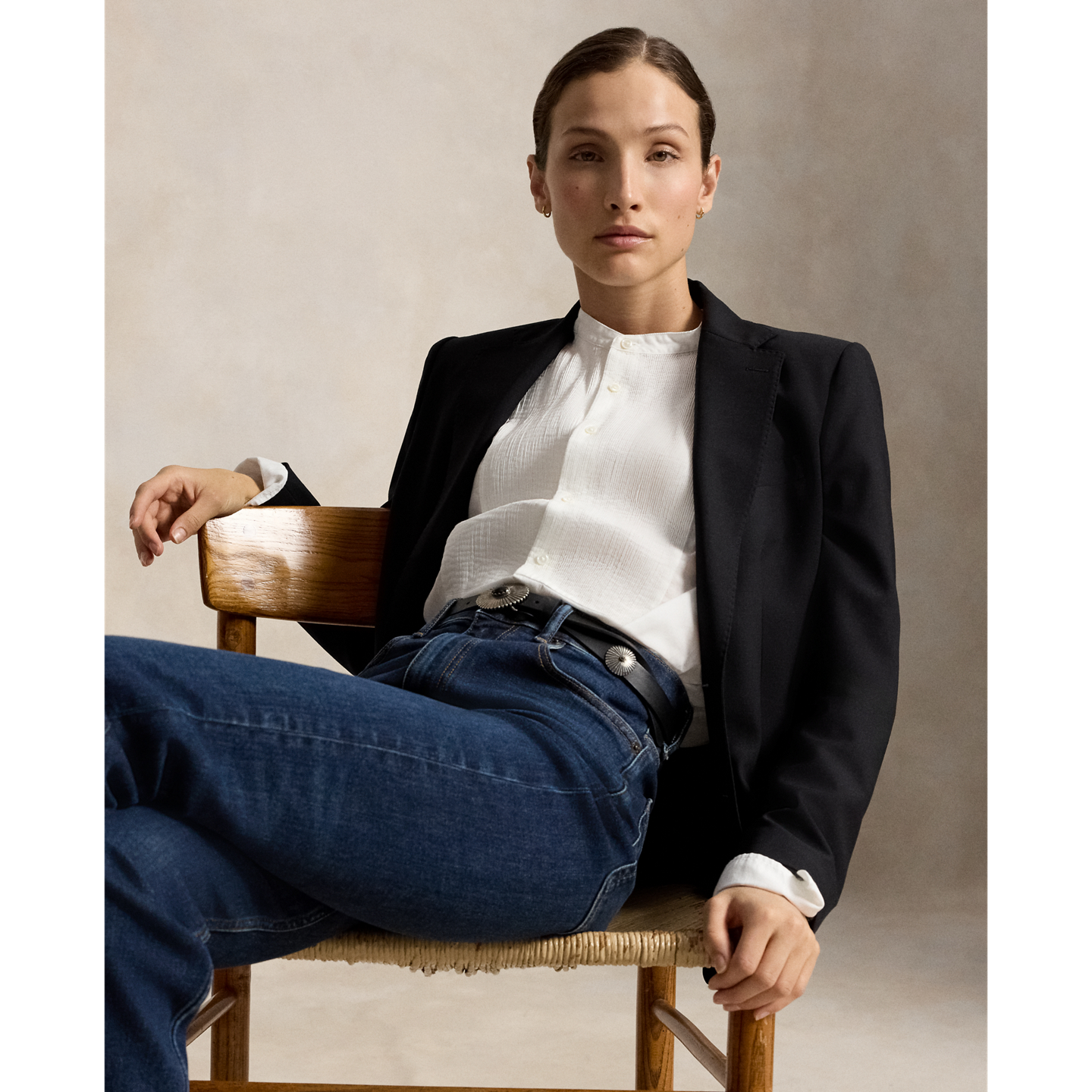 Женская рубашка Ralph Lauren Washed Cotton Tuxedo, цвет: Белый — фото 5