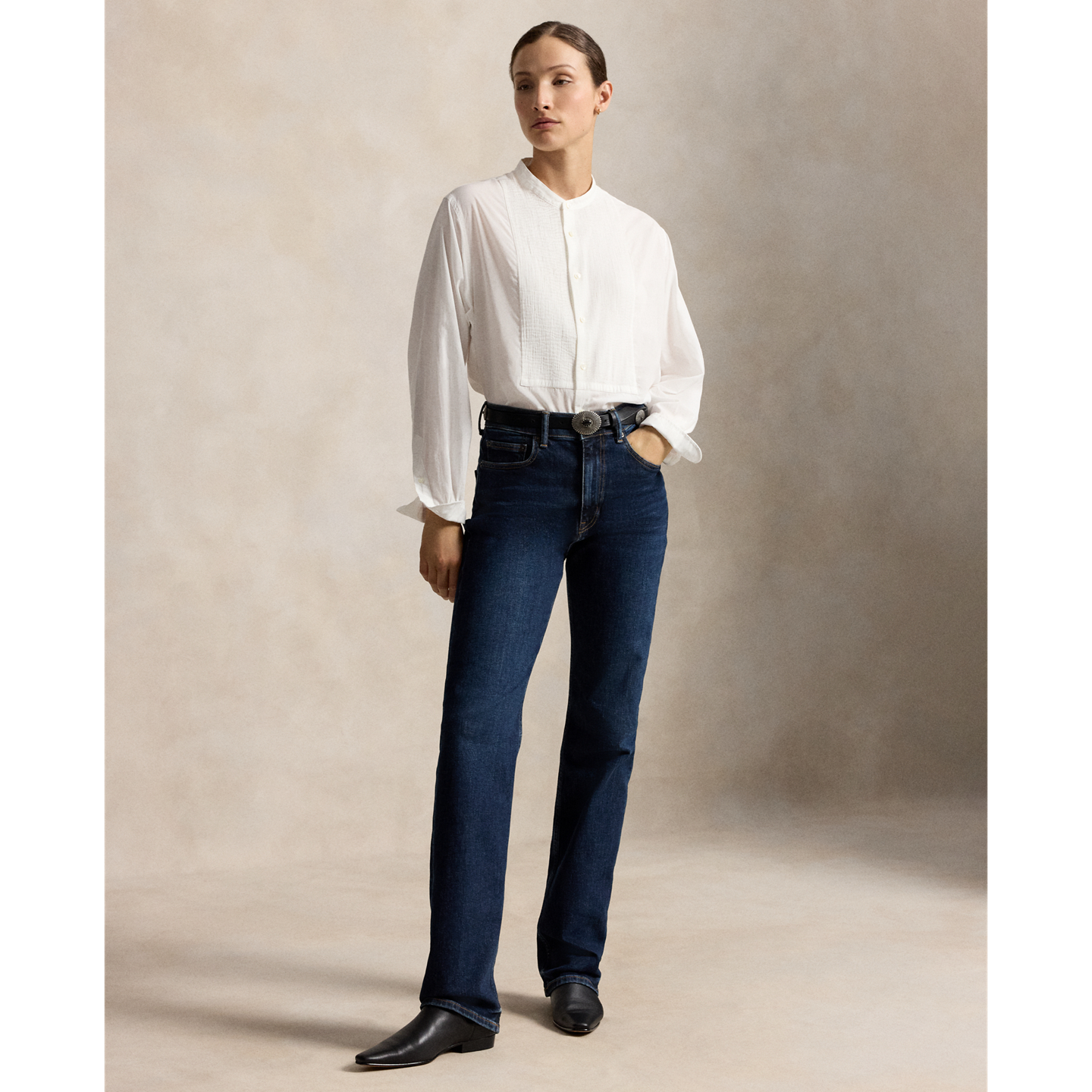 Женская рубашка Ralph Lauren Washed Cotton Tuxedo, цвет: Белый — фото 1
