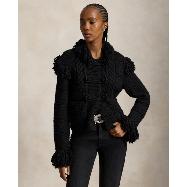 Knit-Fringe Wool Cardigan