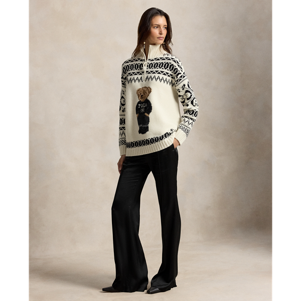 Woll-Kaschmir-Pullover mit Ski&nbsp;Polo&nbsp;Bear
