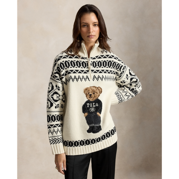 Woll-Kaschmir-Pullover mit Ski&nbsp;Polo&nbsp;Bear