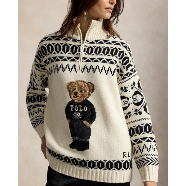 Woll-Kaschmir-Pullover mit Ski&nbsp;Polo&nbsp;Bear