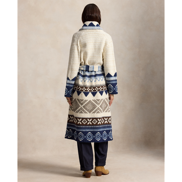 Geo-Motif Wool Cardigan Coat