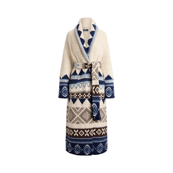 Geo-Motif Wool Cardigan Coat