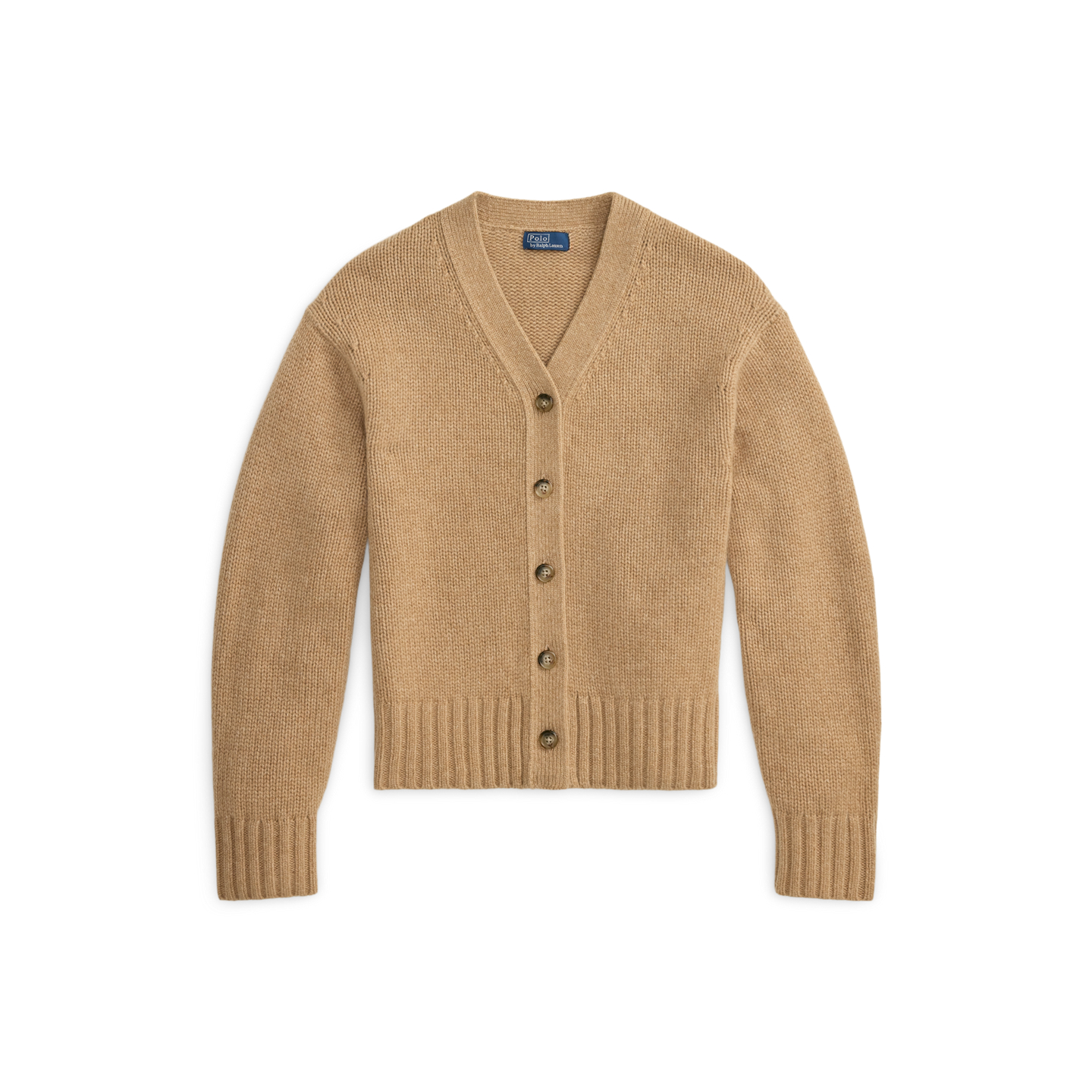 Женский кардиган Ralph Lauren Cashmere V-Neck, цвет: Верблюжий меланжевый — фото 5