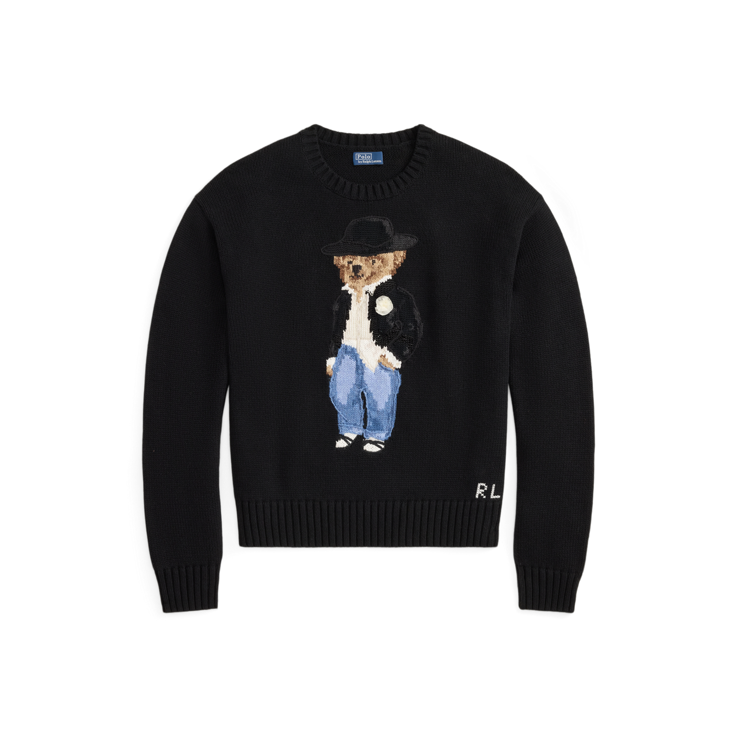 Женский хлопковый свитшот Ralph Lauren Holiday Polo Bear, цвет: Чёрный — фото 5