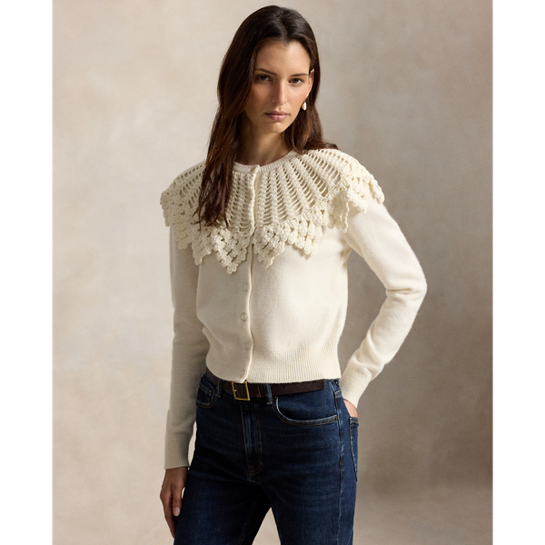 Crochet-Yoke Wool-Alpaca Cardigan
