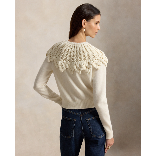 Crochet-Yoke Wool-Alpaca Cardigan