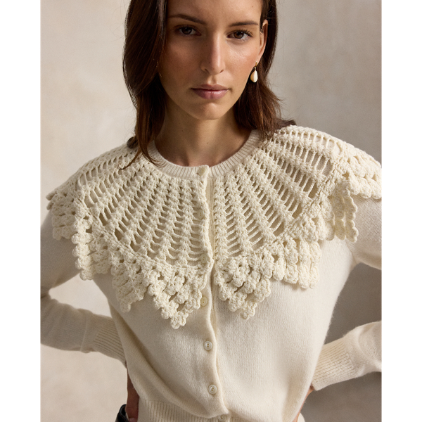 Crochet-Yoke Wool-Alpaca Cardigan