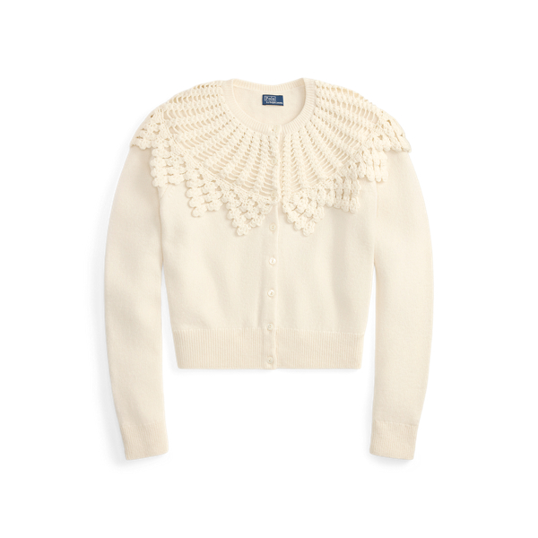 Crochet-Yoke Wool-Alpaca Cardigan