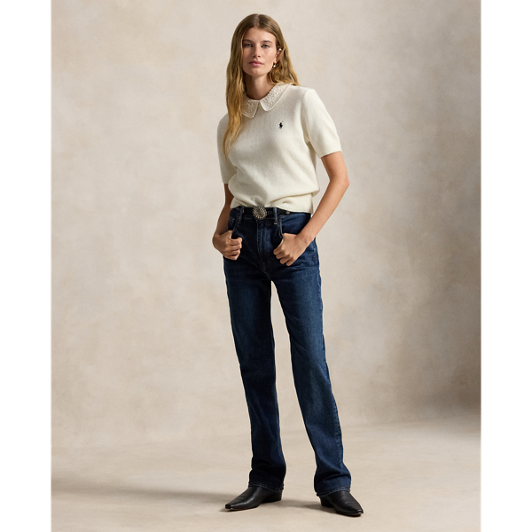 Lace-Collar Short-Sleeve Jumper