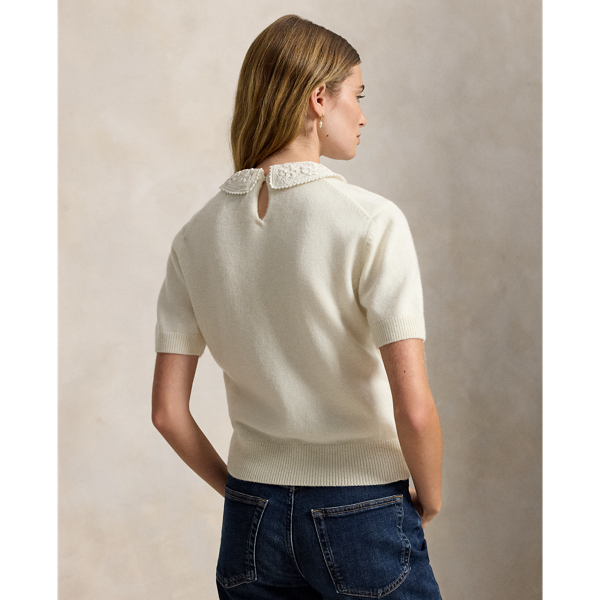 Lace-Collar Short-Sleeve Jumper