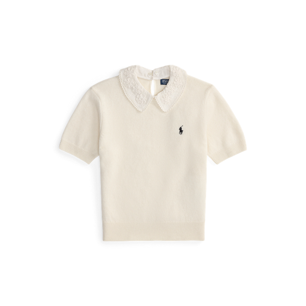 Lace-Collar Short-Sleeve Jumper