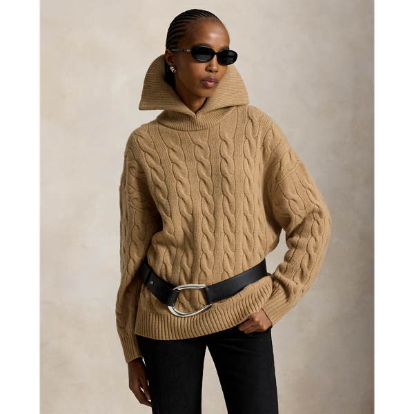 Maglia in lana e cashmere a trecce Polo Ralph Lauren in Cammello m&eacute;l Collection 1
