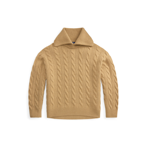 Maglia in lana e cashmere a trecce Polo Ralph Lauren in Cammello m&eacute;l Collection 2