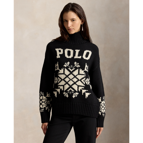 Snowflake Wool Roll Neck Jumper