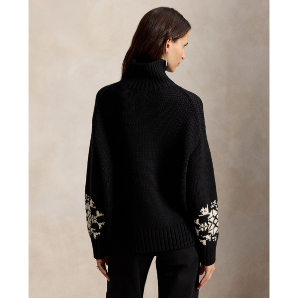 Snowflake Wool Roll Neck Jumper