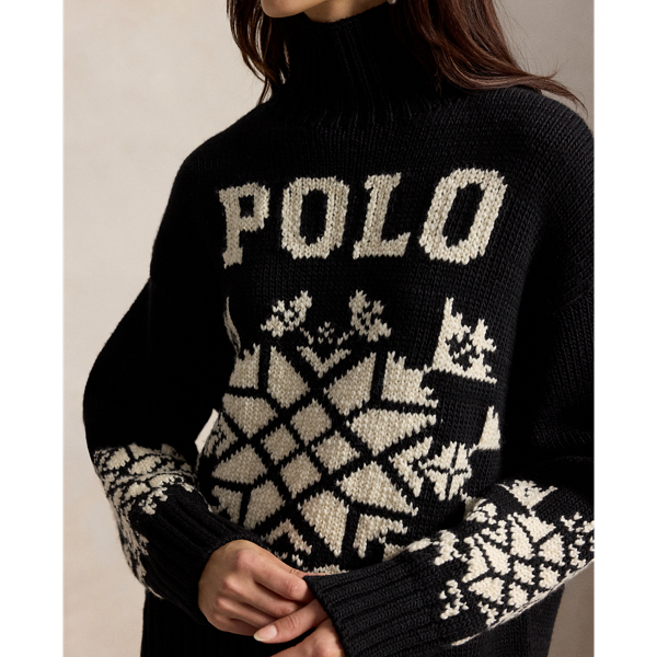 Snowflake Wool Roll Neck Jumper