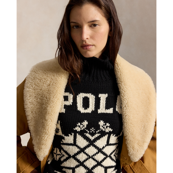 Snowflake Wool Roll Neck Jumper