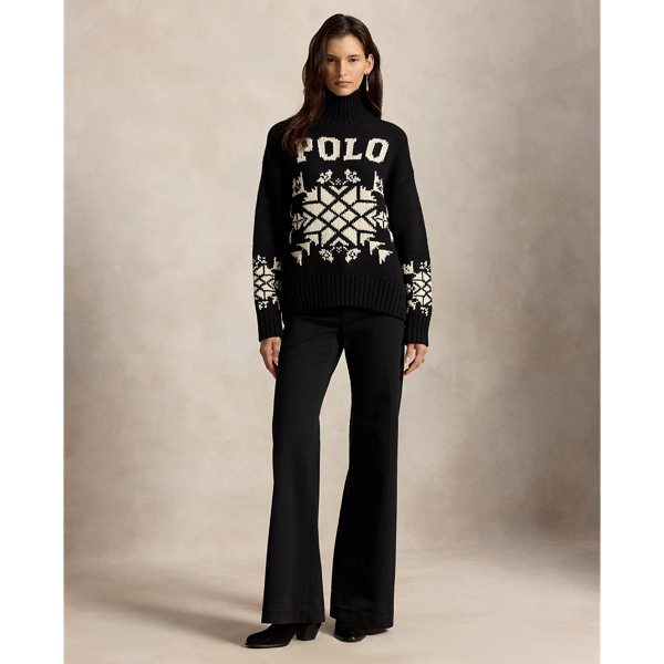 Snowflake Wool Roll Neck Jumper