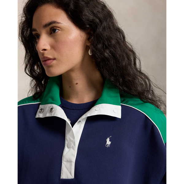 Refined Navy Multi US Open Double-Knit Paneled Pullover Polo Ralph Lauren 6