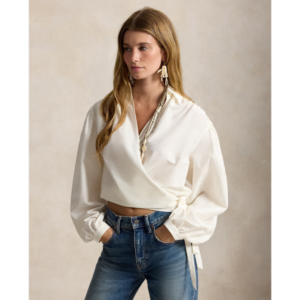 Cotton-Silk Wrap Blouse