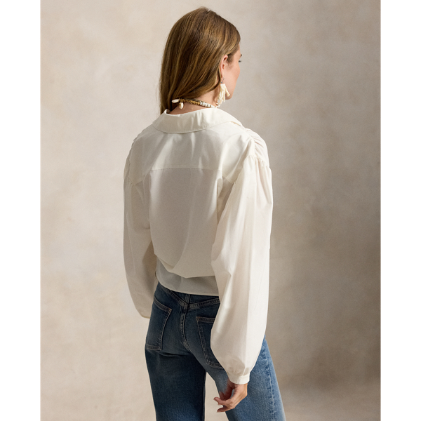 Cotton-Silk Wrap Blouse