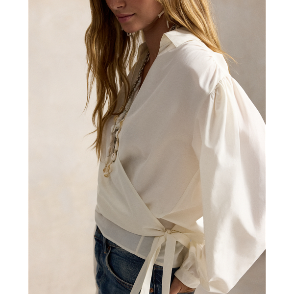 Cotton-Silk Wrap Blouse