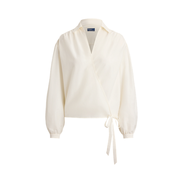 Cotton-Silk Wrap Blouse