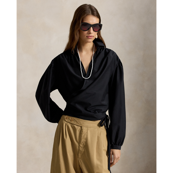 Cotton-Silk Wrap Blouse